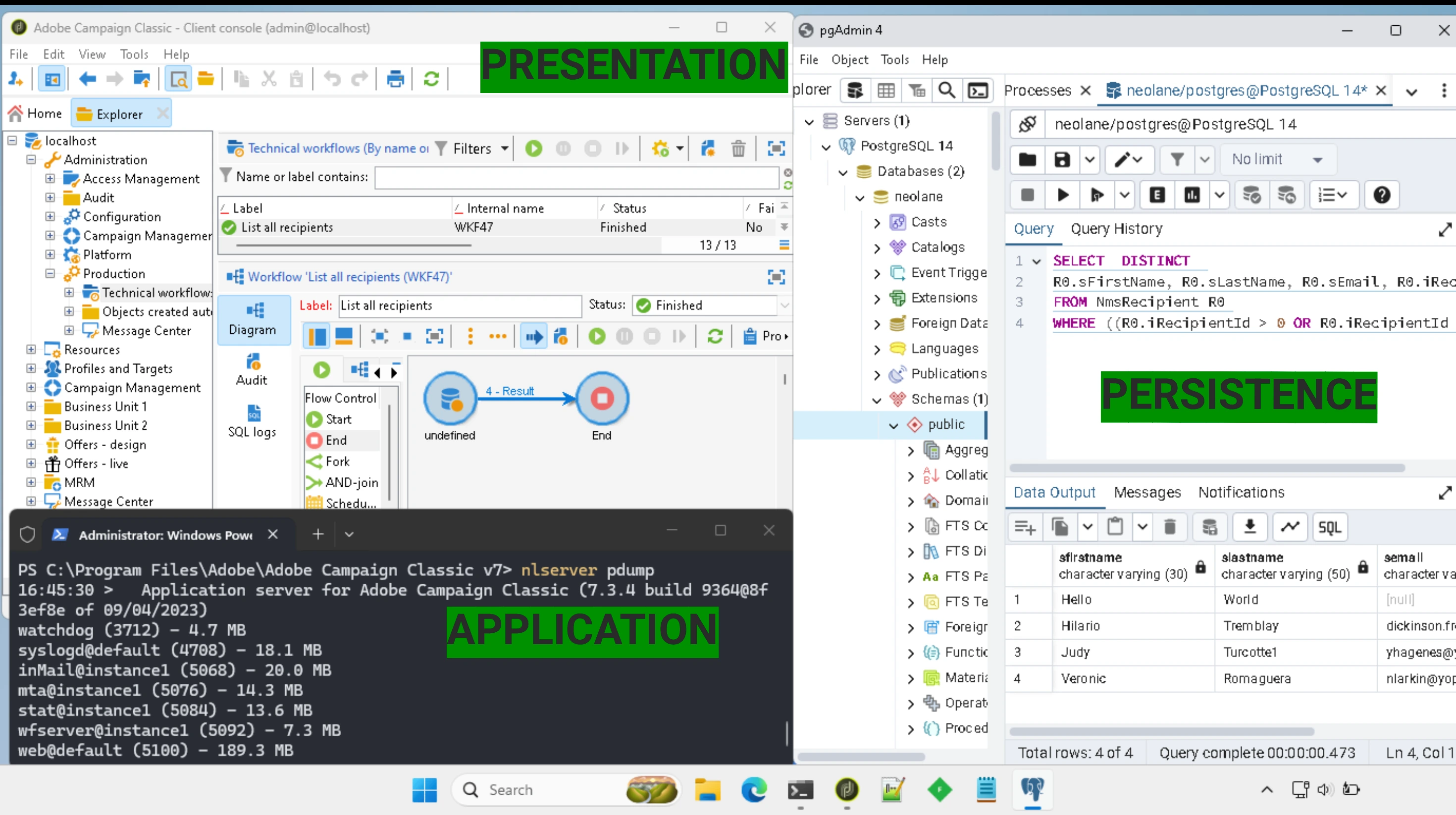 3-tier architecture of local Adobe Campaign architecture