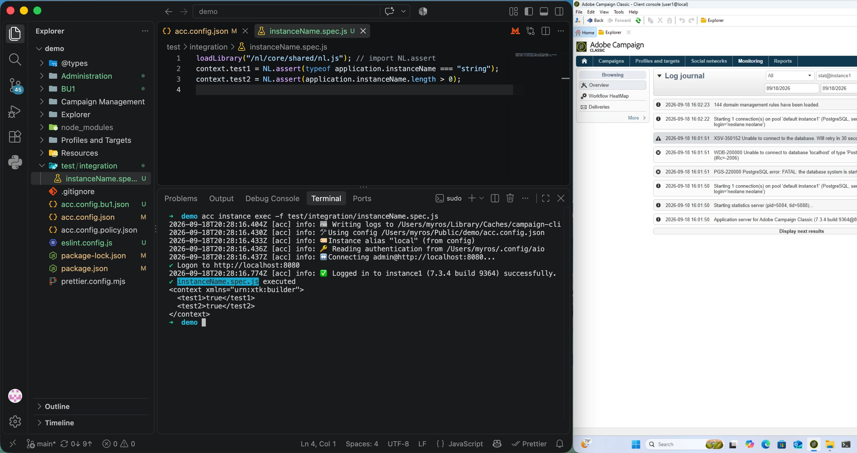acc in VSCode pulling data schemas and workflows before a server upgrade