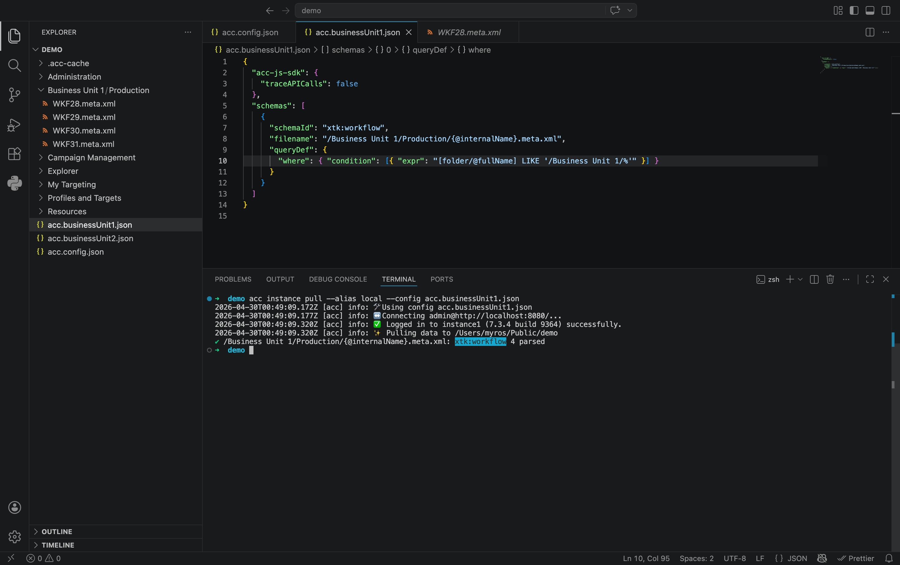 Multiple config files coexisting in the same acc project