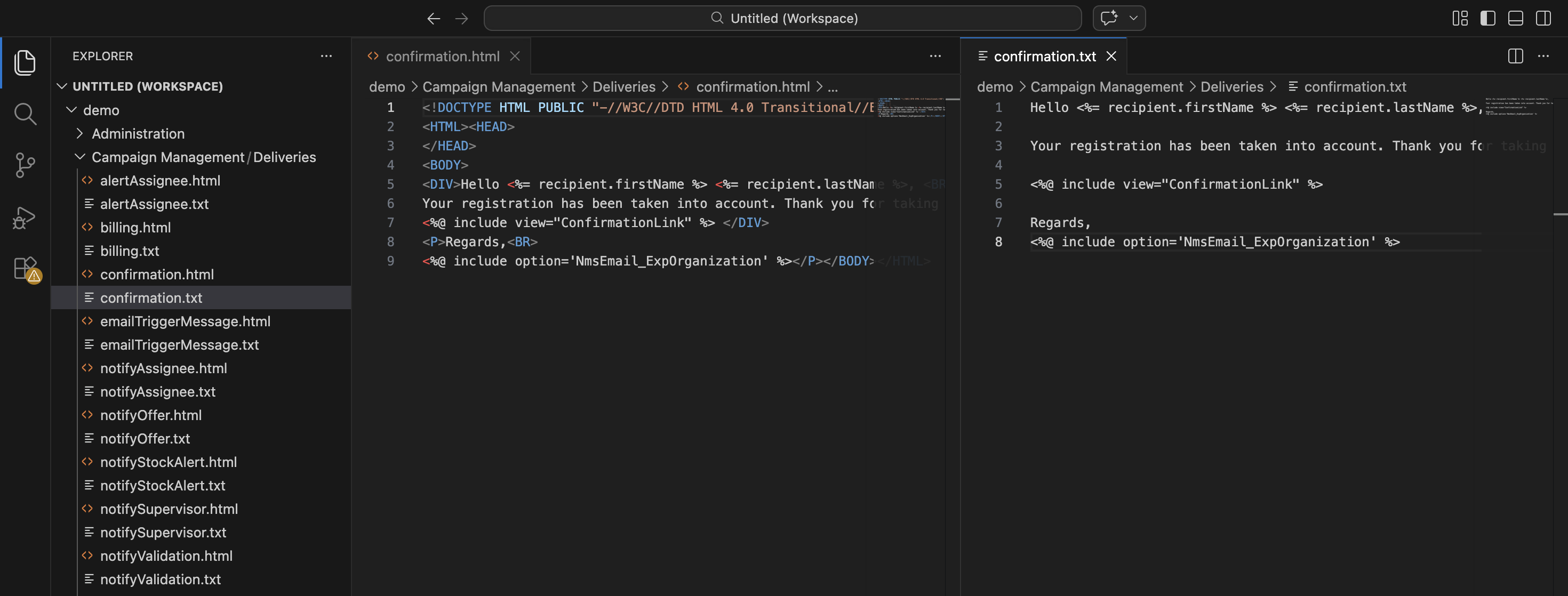Delivery decomposed in HTML and TXT by acc