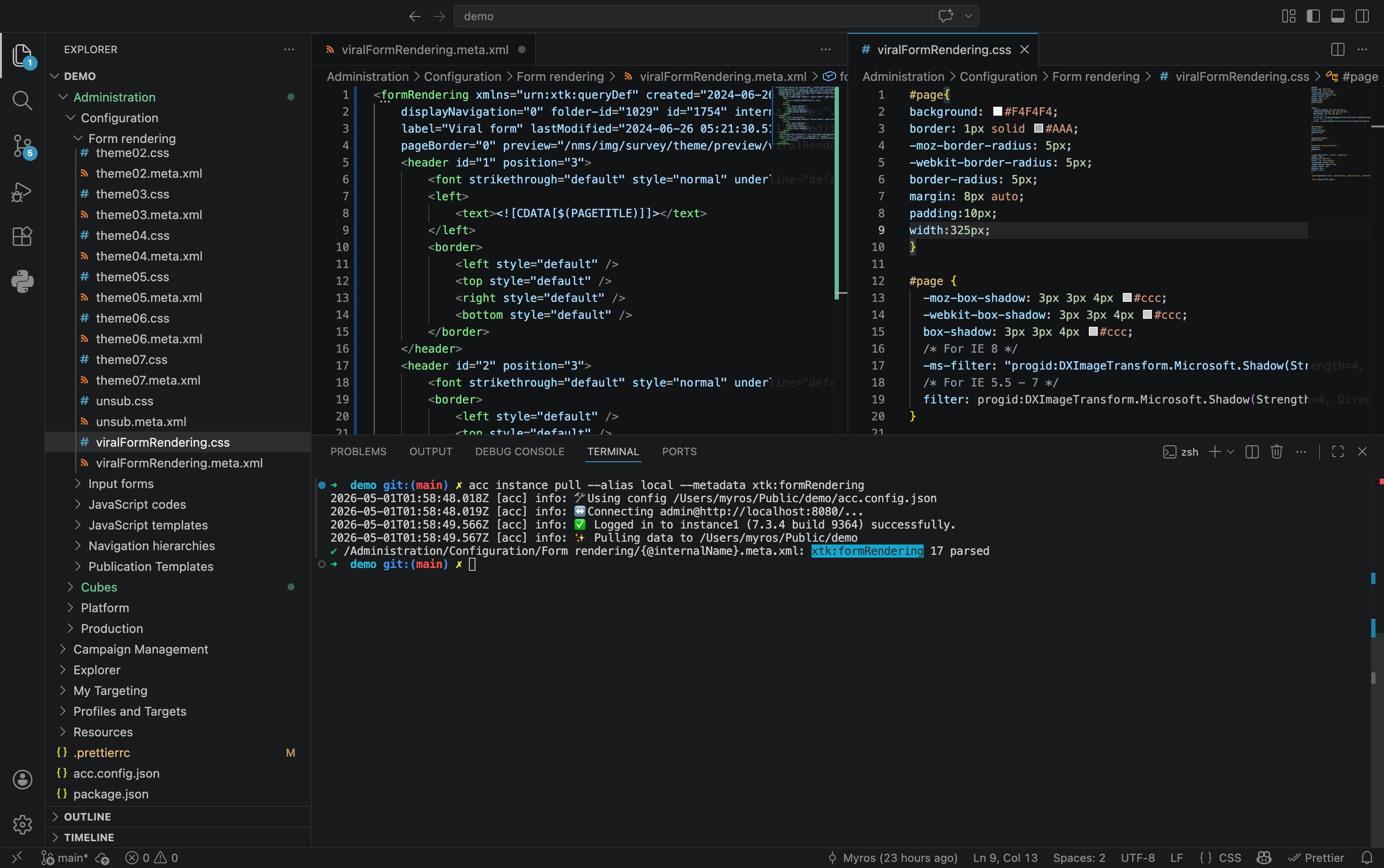 Form rendering decomposed with CSS by acc