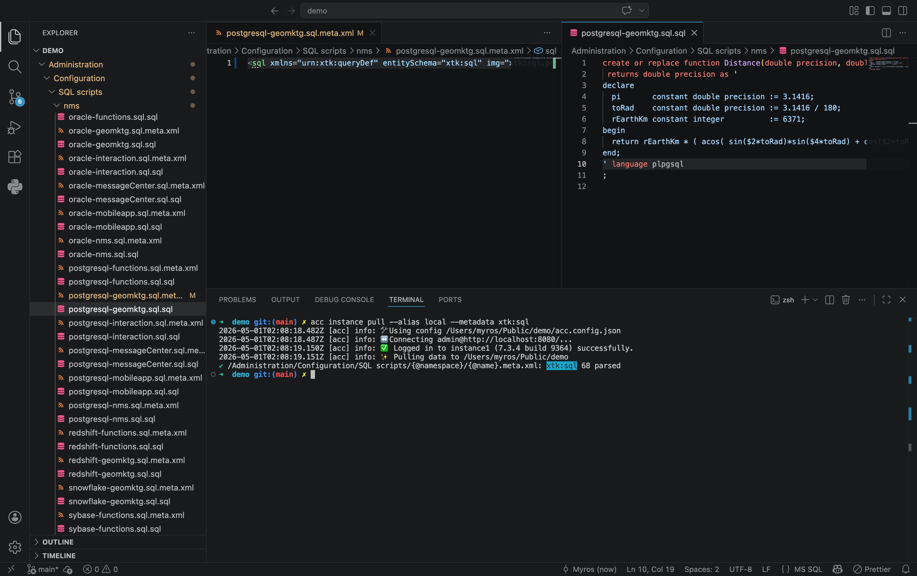 acc decomposes SQL source code in .sql