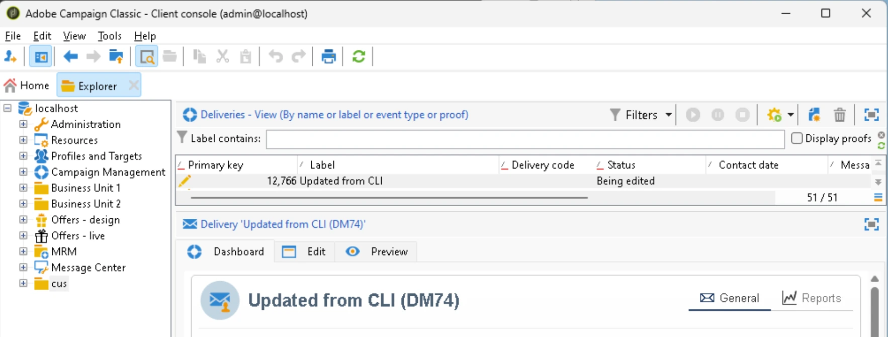 acc CLI updated the delivery label