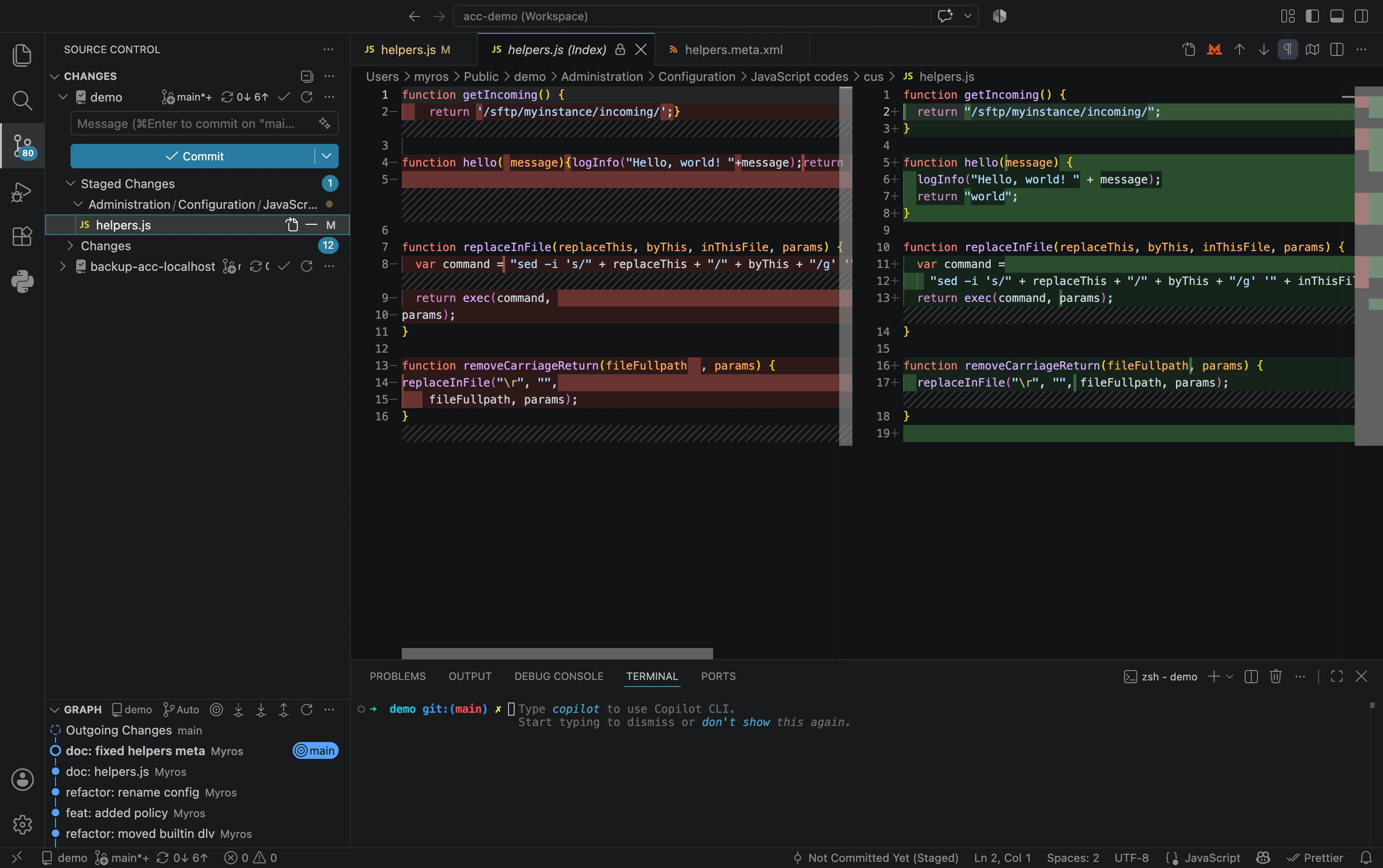 acc CLI used with prettier to format the Adobe Campaign JavaScript, improving the consistency