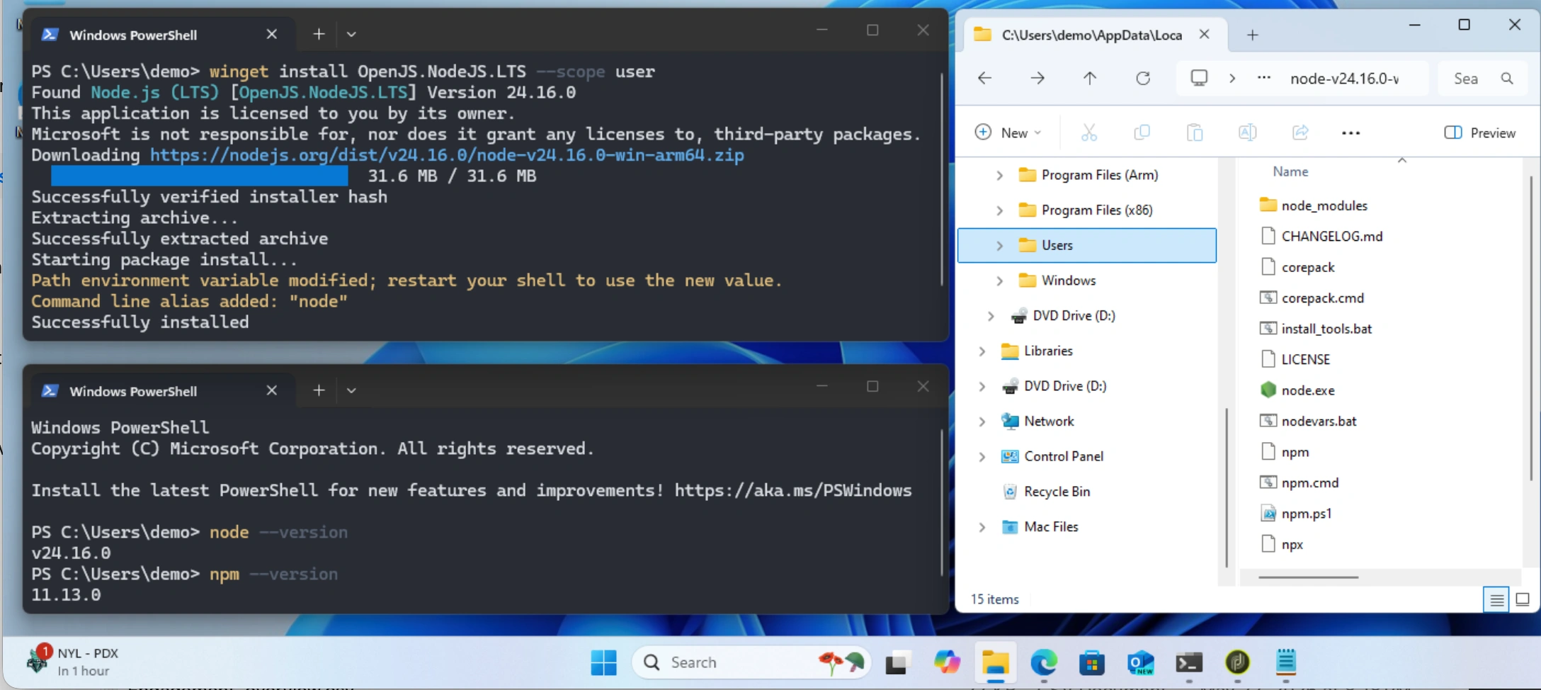 Prepare acc by installing Node.js