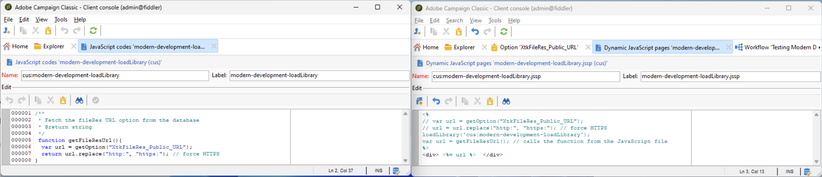 Modern development with JavaScript files and loadLibrary in Adobe Campaign