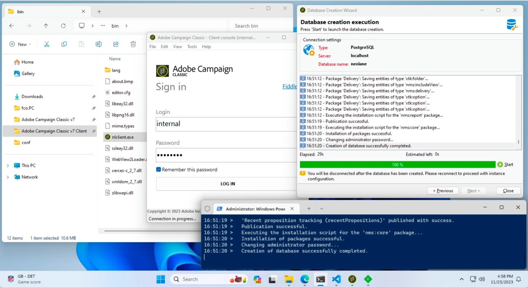 Instance configuration from the client