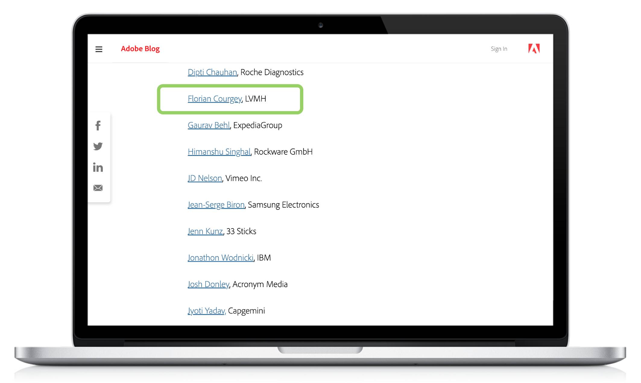 Myros at LVMH as a 2021 Adobe Community Advisors